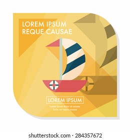 Sailboat flat icon with long shadow,eps10