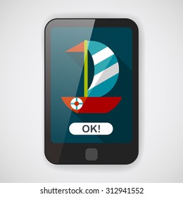 Sailboat flat icon with long shadow,eps10