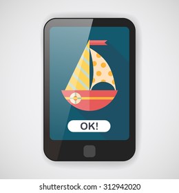 Sailboat flat icon with long shadow,eps10