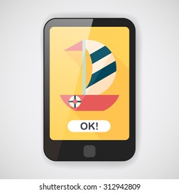 Sailboat flat icon with long shadow,eps10
