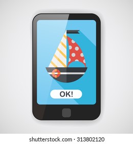 Sailboat flat icon with long shadow,eps10