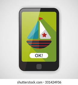 Sailboat flat icon with long shadow,eps10