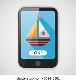 Sailboat flat icon with long shadow,eps10