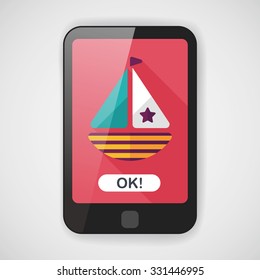 Sailboat flat icon with long shadow,eps10