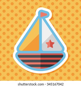 Sailboat flat icon with long shadow,eps10