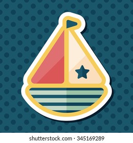 Sailboat flat icon with long shadow,eps10