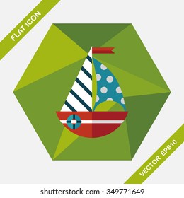 Sailboat flat icon with long shadow,eps10
