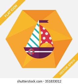 Sailboat flat icon with long shadow,eps10