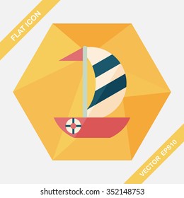 Sailboat flat icon with long shadow,eps10