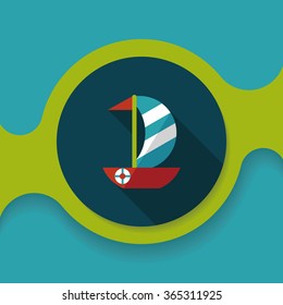 Sailboat flat icon with long shadow,eps10