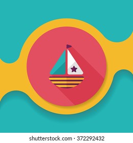 Sailboat flat icon with long shadow,eps10