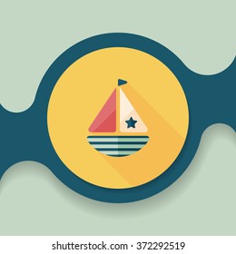 Sailboat flat icon with long shadow,eps10