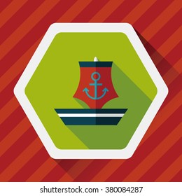 Sailboat flat icon with long shadow,eps10