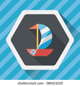 Sailboat flat icon with long shadow,eps10