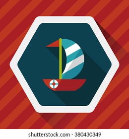 Sailboat flat icon with long shadow,eps10