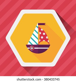 Sailboat flat icon with long shadow,eps10