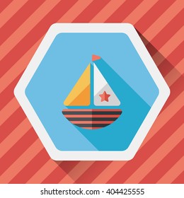 Sailboat flat icon with long shadow,eps10