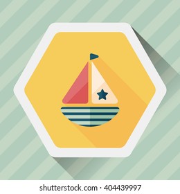 Sailboat flat icon with long shadow,eps10