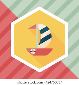 Sailboat flat icon with long shadow,eps10