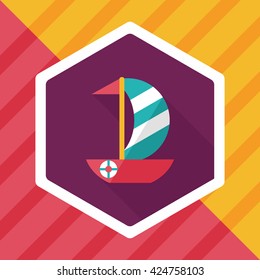 Sailboat flat icon with long shadow,eps10