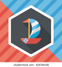 Sailboat flat icon with long shadow,eps10