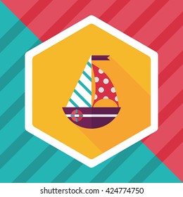 Sailboat flat icon with long shadow,eps10