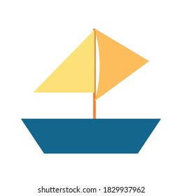 Diseño de ícono de estilo plano de velero, Transporte náutico en barco verano marino océano y tema de viajes Ilustración vectorial