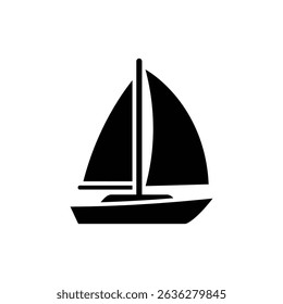 Sailboat front view with wind flowing showing sailing motion