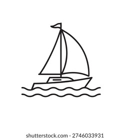 Sailboat with full sail navigating calm open sea waters