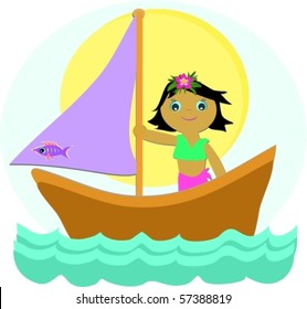Sailboat Girl Vector