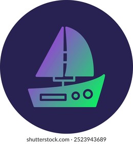Sailboat Glyph Circle Gradient Icon