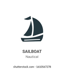 Sailboat glyph icon vector on white background. Flat vector sailboat icon symbol sign from modern nautical collection for mobile concept and web apps design.