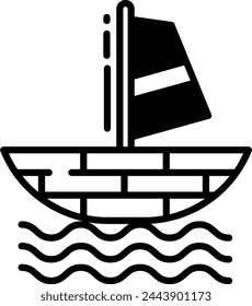 Sailboat glyph and line vector illustration