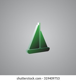 Sailboat Green 3d  illustration