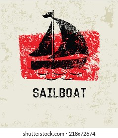 Sailboat grunge symbol,grunge vector