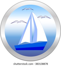 Sailboat and gulls in the circle