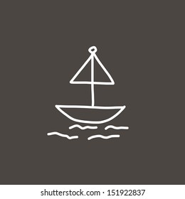 Sailboat hand drawn cartoon sketch