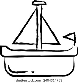 Sailboat hand drawn vector illustration