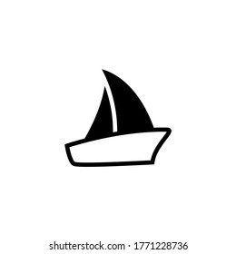 Sailboat icon in black flat glyph, filled style isolated on white background