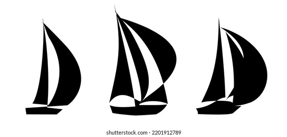 Sailboat icon Black isolated on white. Vector illustration