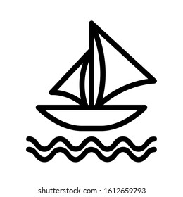 sailboat icon with black line style
