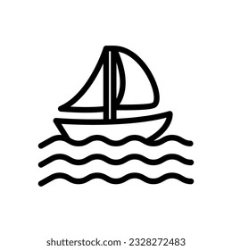 sailboat icon black white in line style. icons for logos, websites, apps, and more