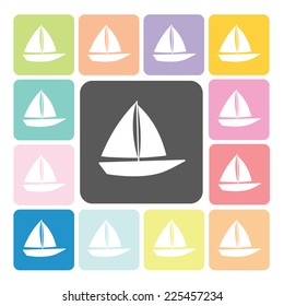 Sailboat Icon color set vector illustration.