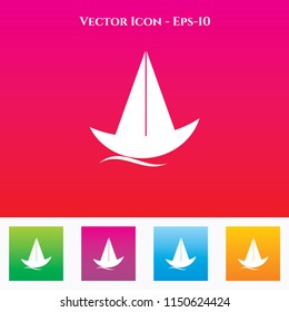 Sailboat Icon in Colored Square box. eps-10