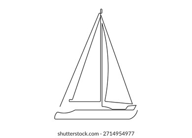 Sailboat icon continuous one line drawing minimalist style isolate outline