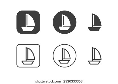 Sailboat icon design 6 variations. Travel icons set, Isolated on white background.