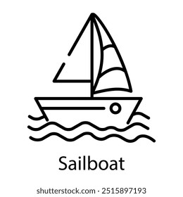 Segelboot-Symbol im linearen Stil 