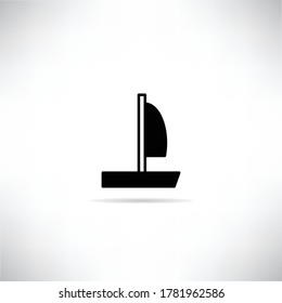 sailboat icon drop shadow on gray background
