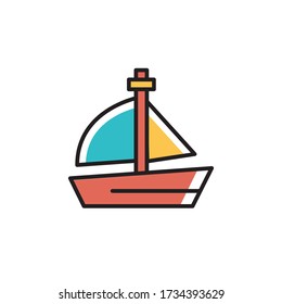 sailboat icon filled outline color design. isolated on white background