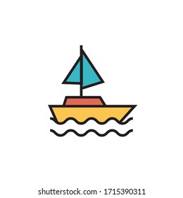 sailboat icon filled outline vector illustration. isolated on white background
